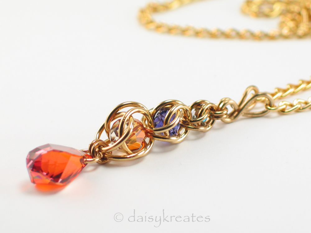 Golden Harvest Long Elegant Cocktail Necklace Stylized Wheat Motif