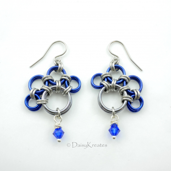 Blue Nose's PawPrints Earrings with Swarovski Crystal Bead Dangles