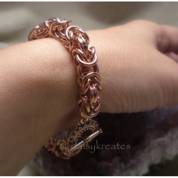 Chunky Copper Byzantine Chainmaille Bracelet