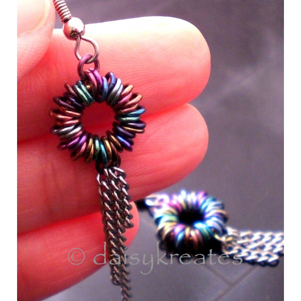 Multi-Color Anodized Niobium Coiled Rainbow Earrings