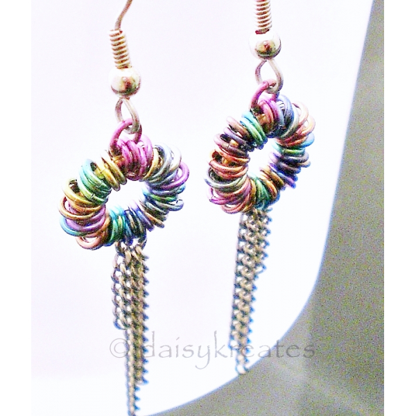 Multi-Color Anodized Niobium Coiled Rainbow Earrings