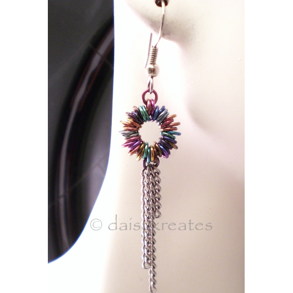 Multi-Color Anodized Niobium Coiled Rainbow Earrings