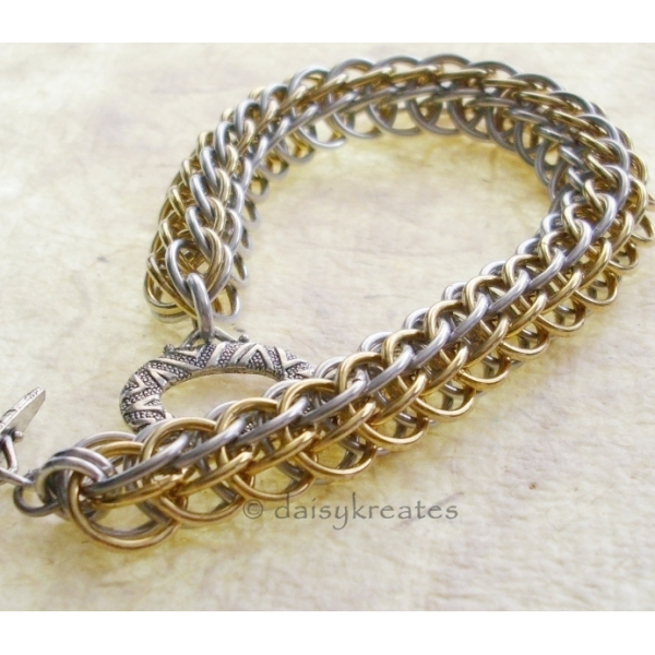 Classic two-tone Layered/Double Half Persian chainmaille bracelet