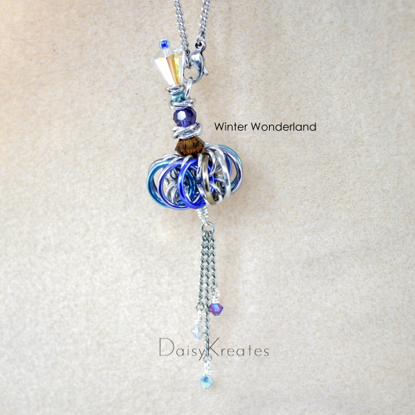 DIY kit for petite blue Genie Bottle pendant in Winter Wonderland colorway