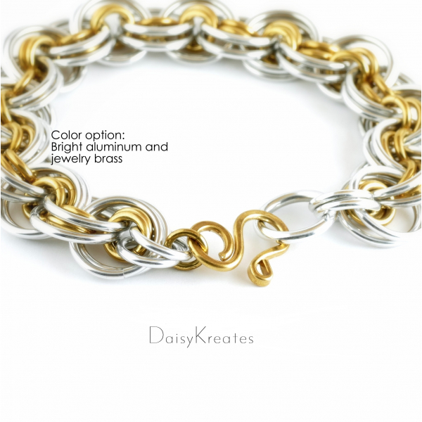 Ghenghiz Cohen Chainmaille Bracelet in silver and golden colors