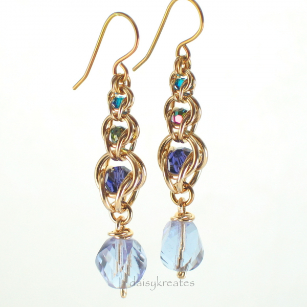 Multicolor Golden Harvest Earrings in Graduated 3-Tier Style