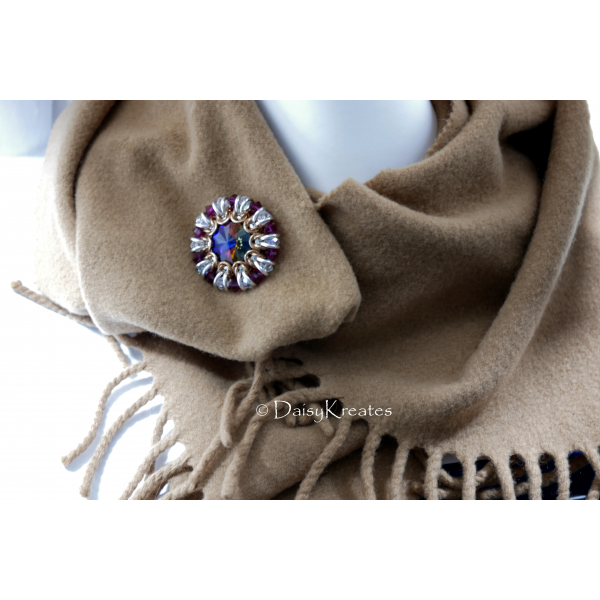 Helios Sunburst scarf pin with Swarovski Volcano crystals
