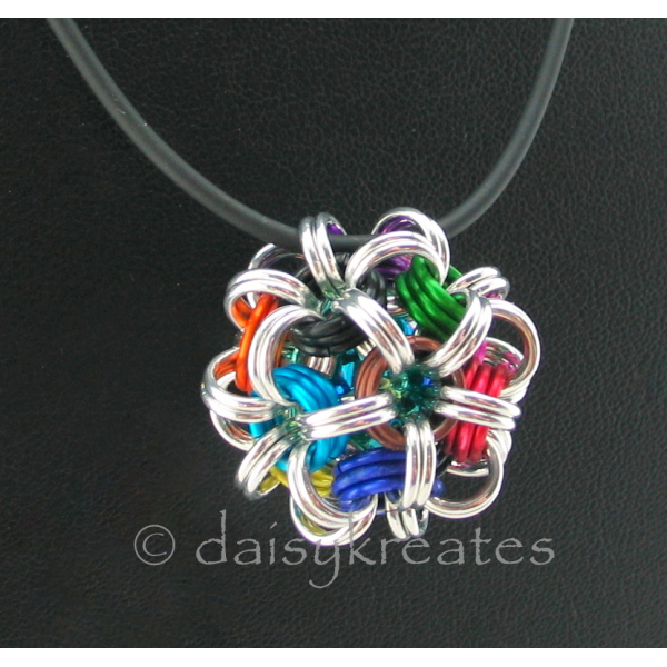 Japanese Dodecahedron Necklace on 24" rubber cord