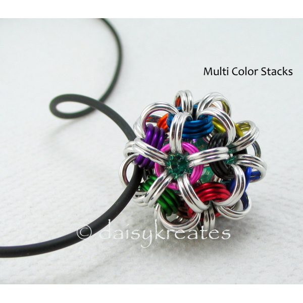 Japanese Dodecahedron Pendant in Multi Color Stacks