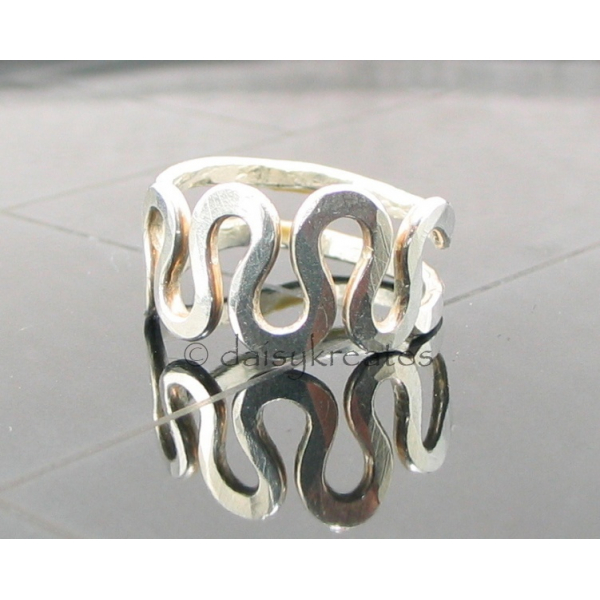 Sterling Silver Squiggle Finger Ring is hand forged and textured