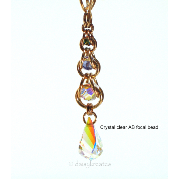 Golden Harvest Y necklace with Crystal clear AB focal drop bead