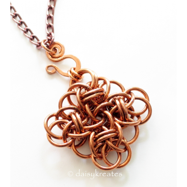 Copper Chainmaille Persephone Square Pendant