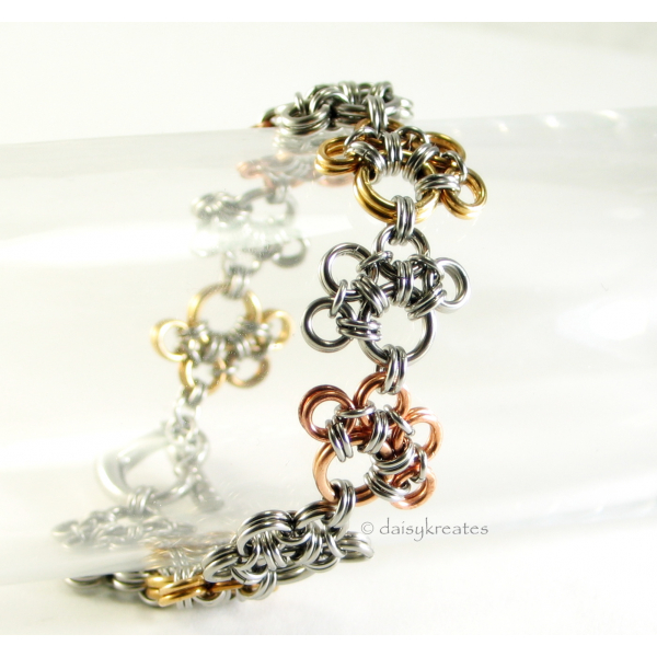 Annie's Petite Paw Prints Bracelet in Mixed Metals with Heart Clasp