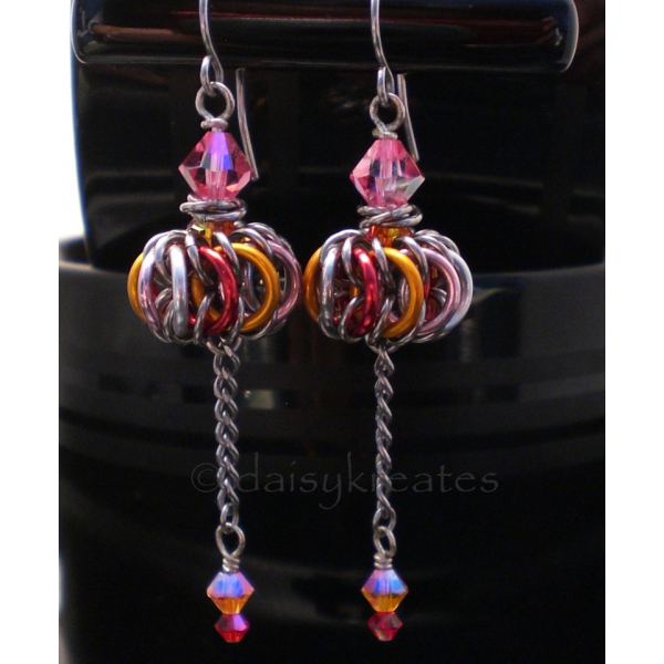 Genie Bottle Earrings in Golden Pink Orange