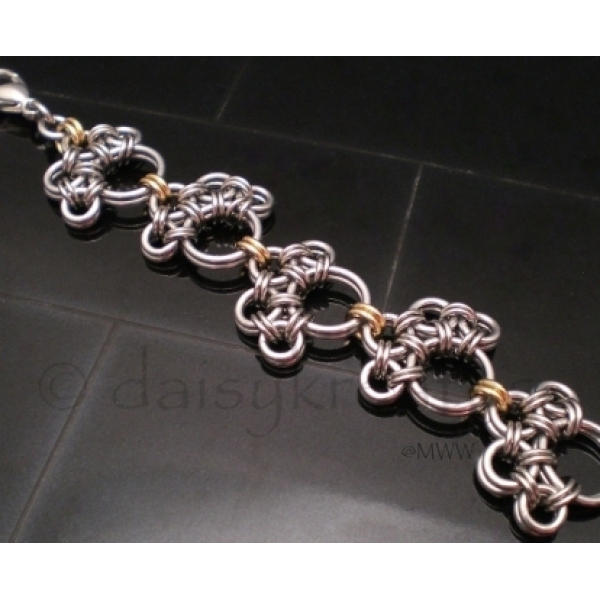Paw Prints Chainmaille Bracelet with Mixed Metals