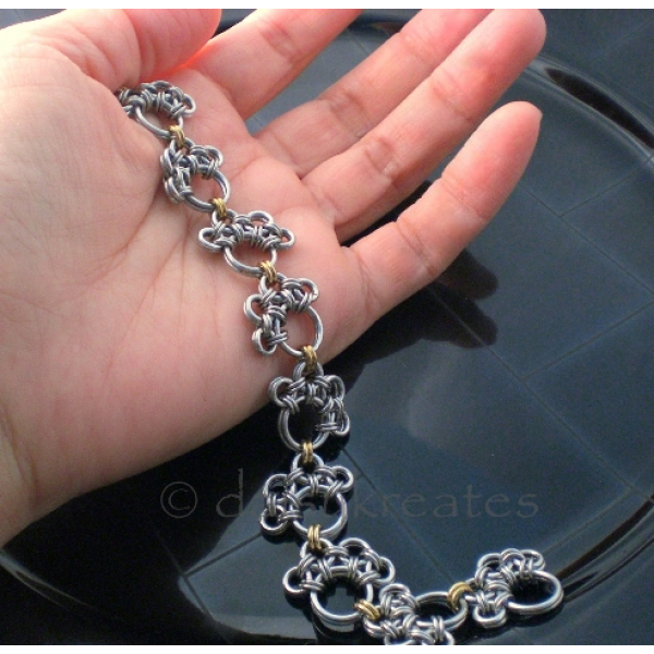 Paw Prints Chainmaille Bracelet with Mixed Metals