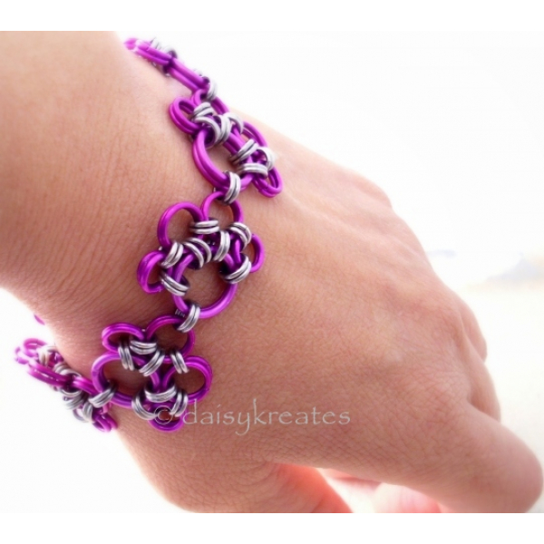Purple Paw Prints Chainmaille Bracelet