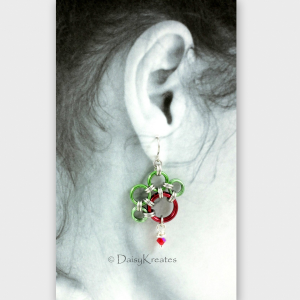 Rudolf's PawPrints earrings measures 1" wide, bit over 1.5" long
