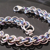 3x3 Wave Bracelet in stainless steel and rainbow anodized niobium