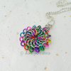 Multi-Color Chainmaille Mandala Pendant on 18-inch Neck Chain