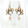 Mix metals PawPrints earrings in bronze and steel with tulip beads