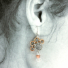Mix metals PawPrints earrings in bronze and steel with tulip beads