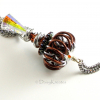 Genie Bottle Necklace with Brown Chainmaille Whirlybird Pendant