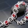 Half Persian 3 in 1 - Crystal Flannel Bracelet in Red and Grey