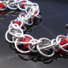 Half Persian 3 in 1 - Crystal Flannel Bracelet in Red and Grey