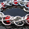 Half Persian 3 in 1 - Crystal Flannel Bracelet in Red and Grey