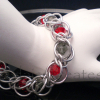 Half Persian 3 in 1 - Crystal Flannel Bracelet in Red and Grey