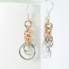 Silver and Gold Tone Tea Rose Earrings with Sterling Silver French Ear Wires