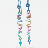 Rainbow Sprite Multi-Color Freeform Coil Earrings in Hypoallergenic Niobium