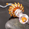 Genie Bottle Necklace with Orange Chainmaille Whirlybird Pendant Genie Bottle Necklace with Orange Chainmaille Whirlybird Pendant