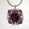 Purple Winter Carnival Square Pendant with optional stainless steel snake chain