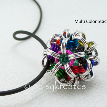 Japanese Dodecahedron Pendant in Multi Color Stacks