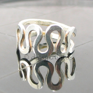 Sterling Silver Squiggle Finger Ring is hand forged and textured