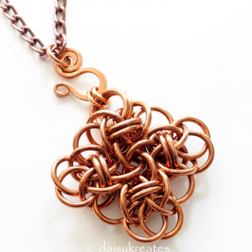Copper Chainmaille Persephone Square Pendant Copper Chainmaille Persephone Square Pendant