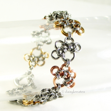 Annie's Petite Paw Prints Bracelet in Mixed Metals with Heart Clasp