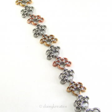 Annie's Petite Paw Prints Bracelet in Mixed Metals with Heart Clasp