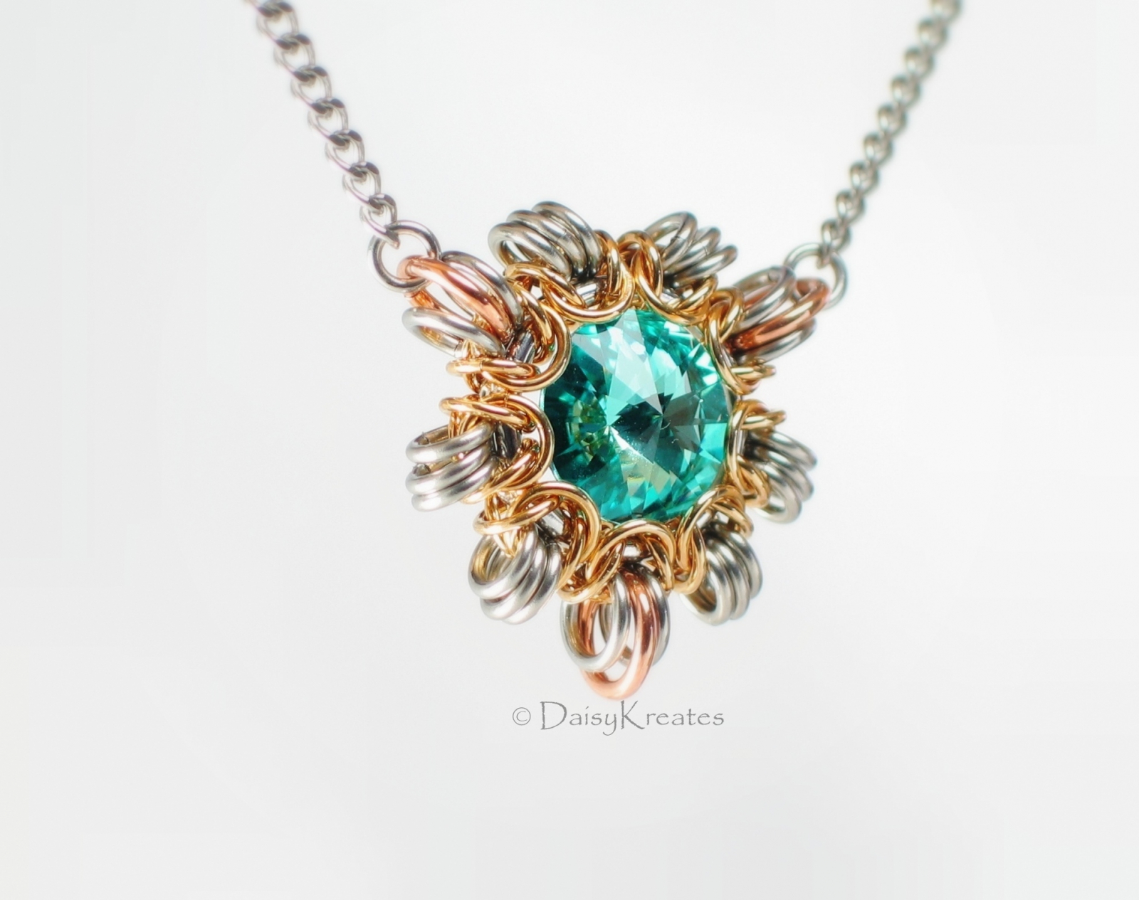 Petite Byzantine Sun Necklace with Swarvoski Stone Capture pendant