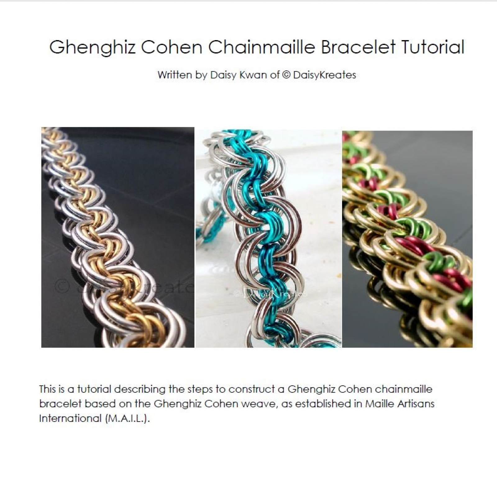 Ghenghiz Cohen Chainmaille Bracelet tutorial