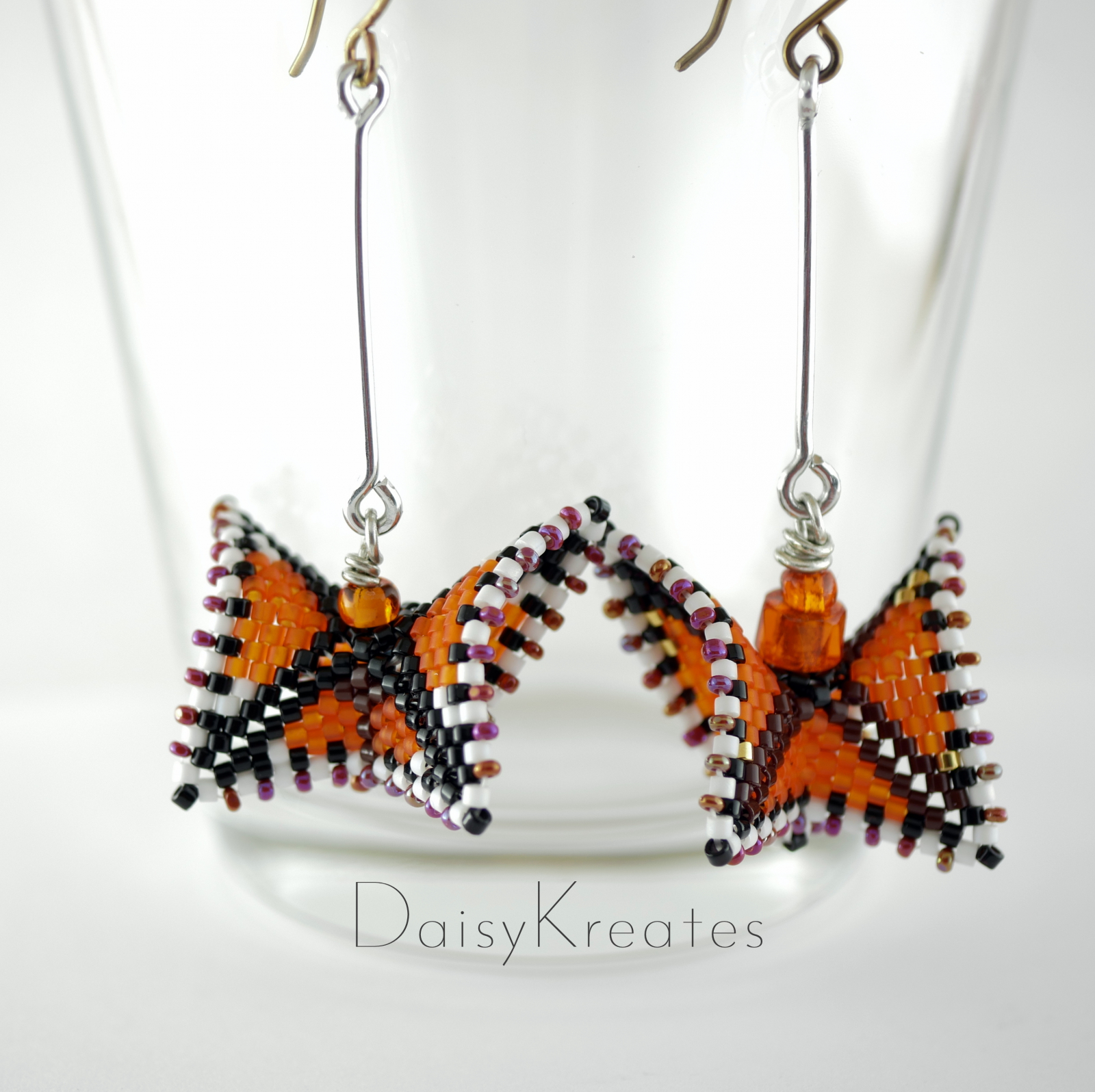 Beaded Monarch Butterfly Earrings with Hypoallergenic Niobium Ear wire