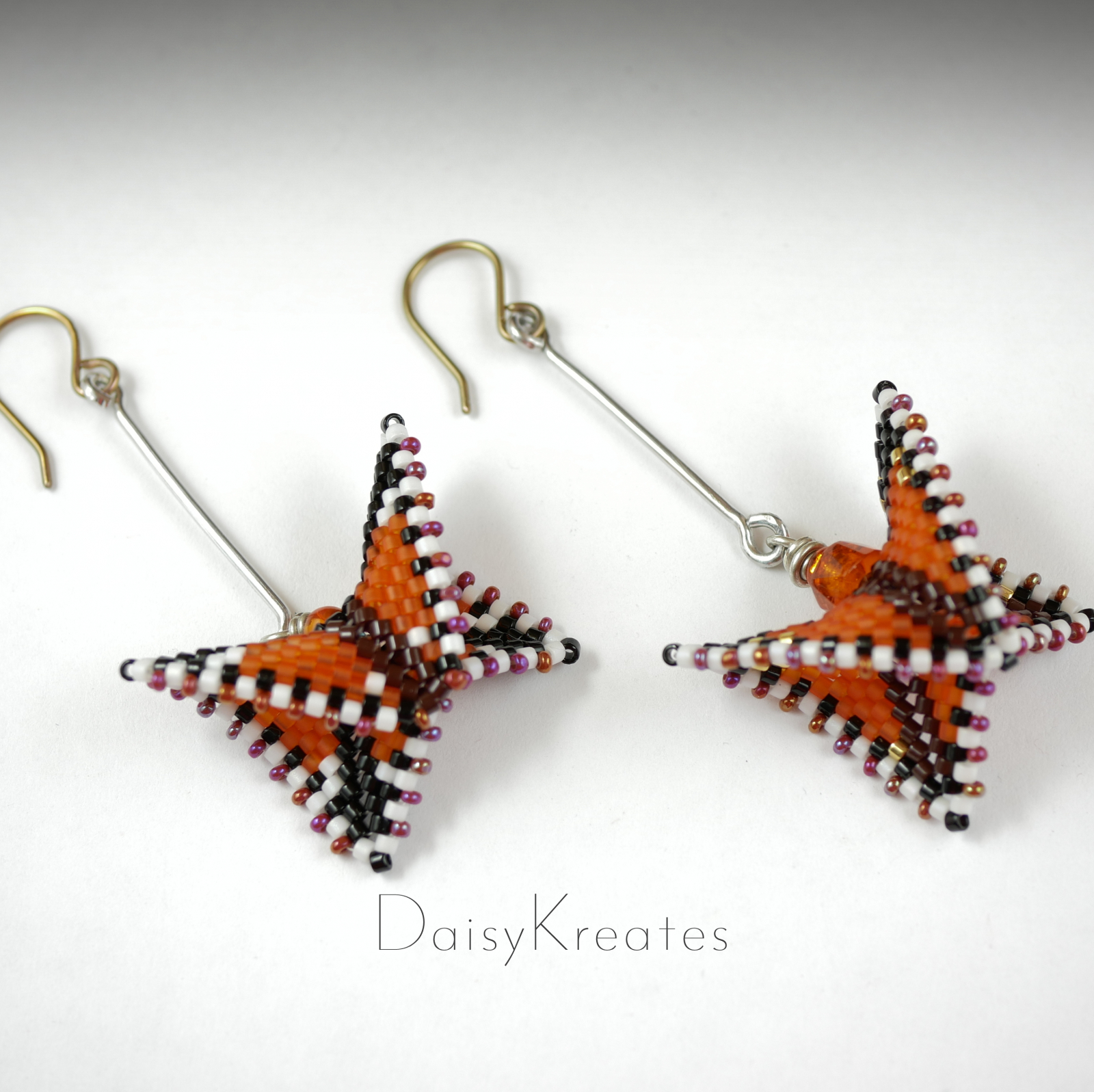 Beaded Monarch Butterfly Earrings with Hypoallergenic Niobium Ear wire
