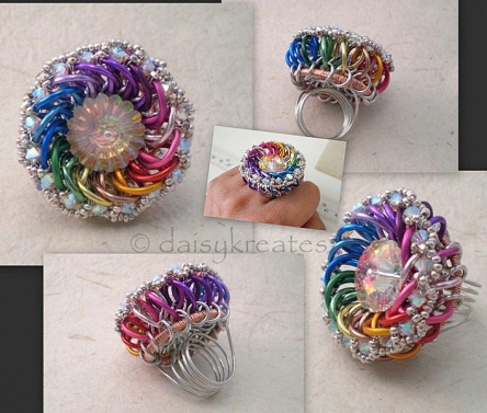 Dancing Rainbow Cocktail Finger Ring