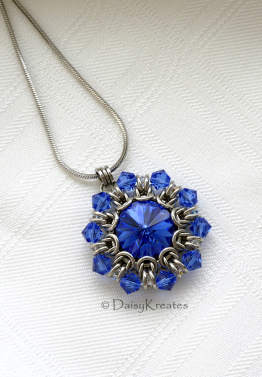 Helios Sunburst pendant in sapphire blue