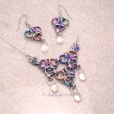 Rainbow Niobium Aura Necklace and Earrings Set