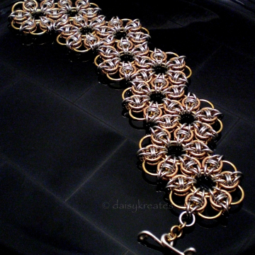 Hexagonal Celtic Rose Chainmaille Bracelet